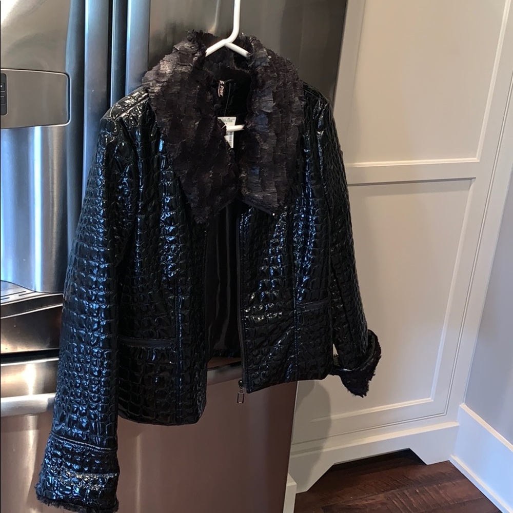 Pleather, feather jacket